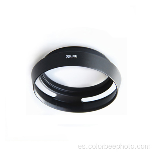 Parasol de lente de cámara DSLR de metal plateado negro